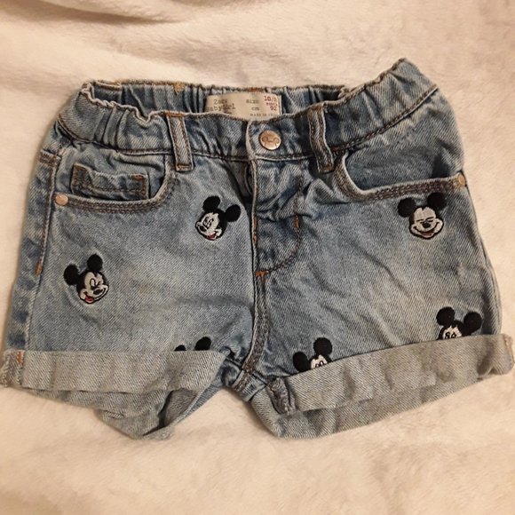 Disney Baby Zara Baby Girl Collection Mickey Mouse Denim Shorts - Picture 12 of 13